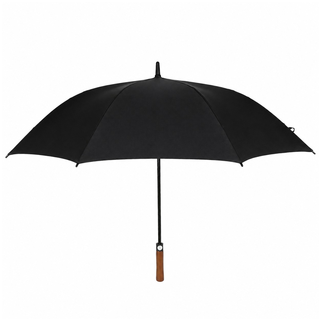 Auto Open Wood Handle Umbrella — Black