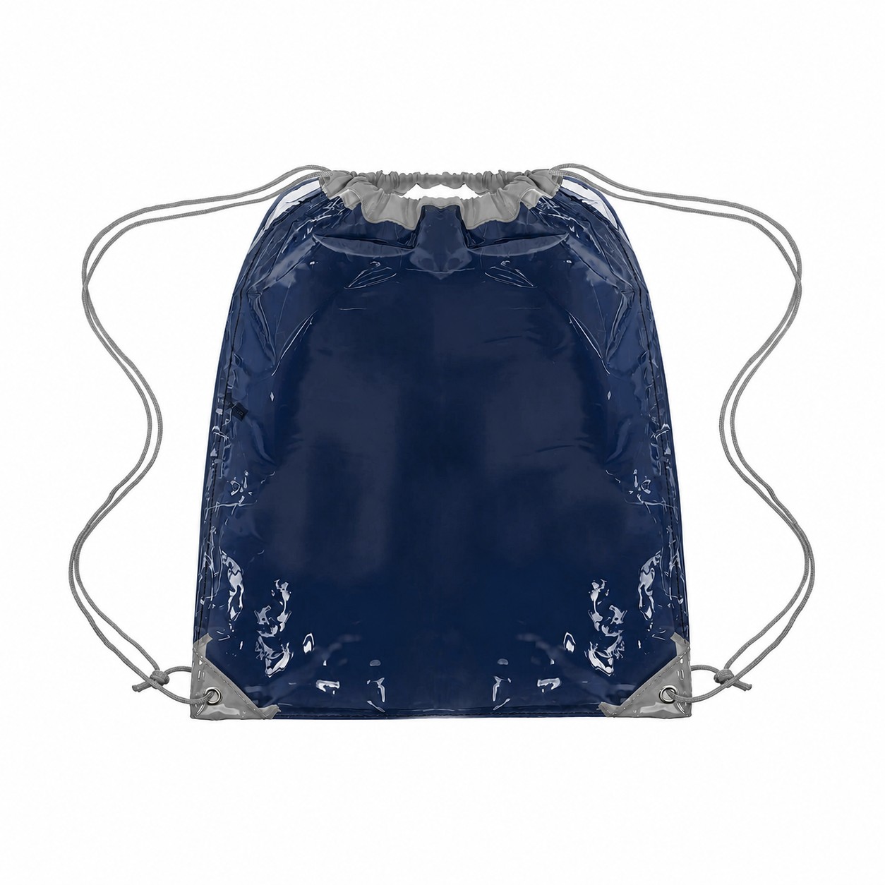 Clear PVC Drawstring Bag — Navy Blue