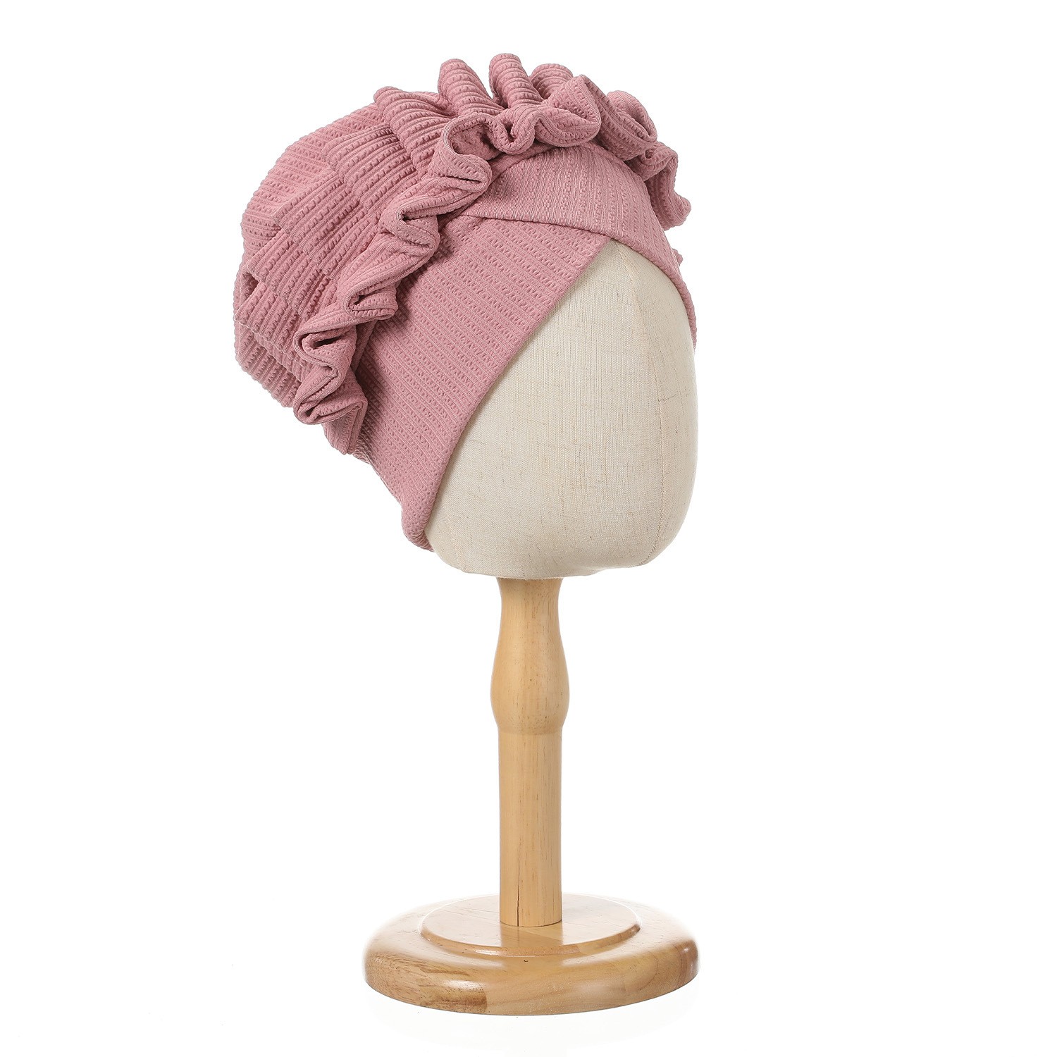 Ruffled Lace Polyester Turban Hat — view 2