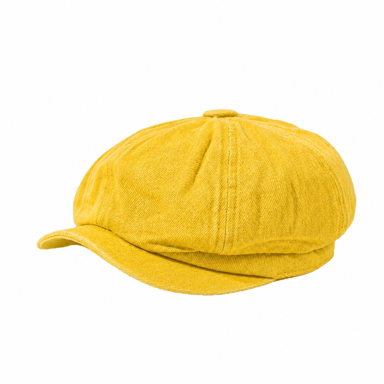 Denim Look Octagonal Beret Cap — Yellow