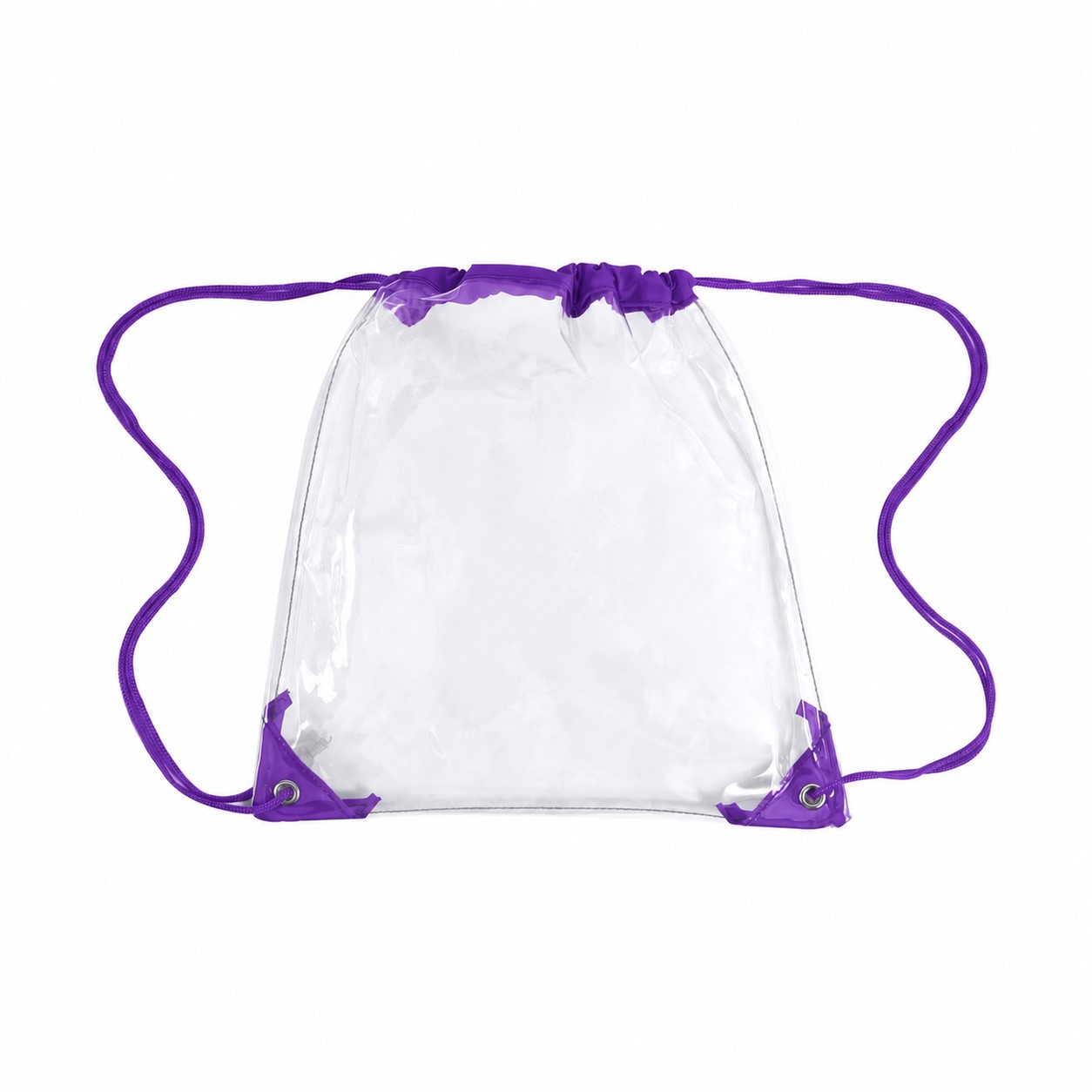 PVC And 210D Polyester Clear Drawstring Bag — Purple