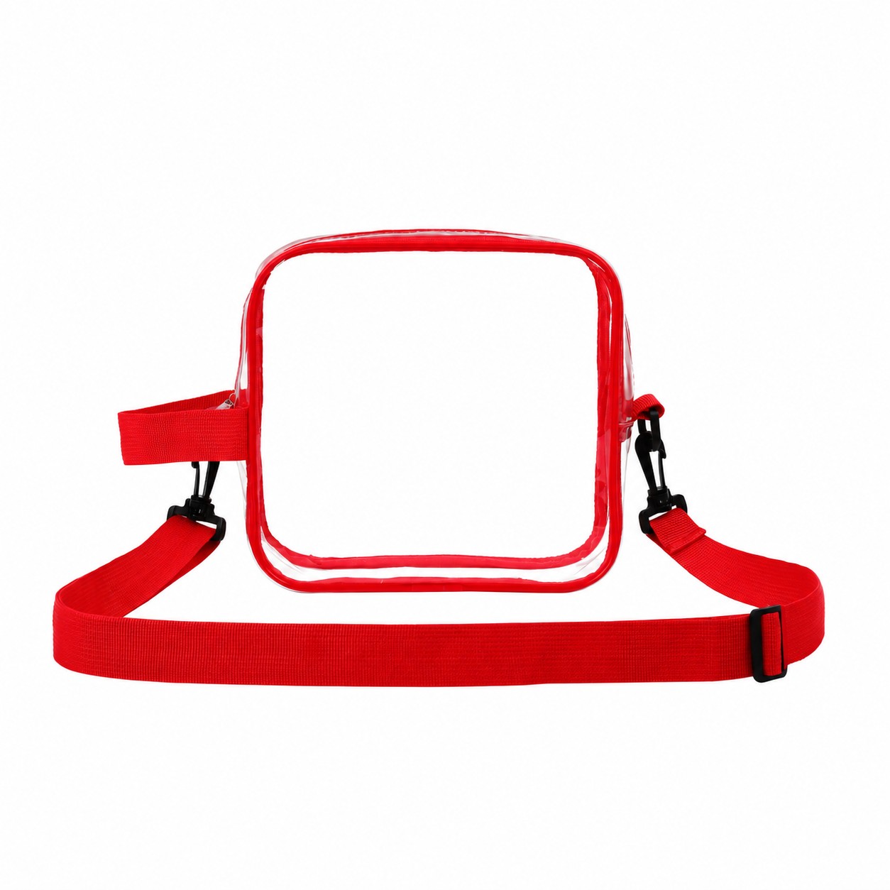8.5-Inch PVC Crossbody Sling Bag — Clear White/Red