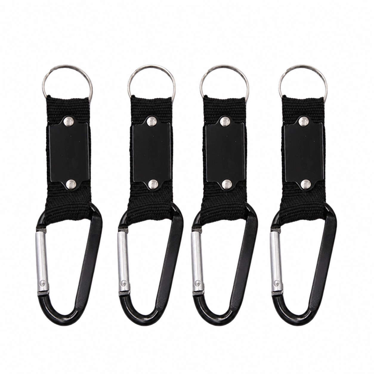 Aluminum Plate Carabiner Keychain — Black