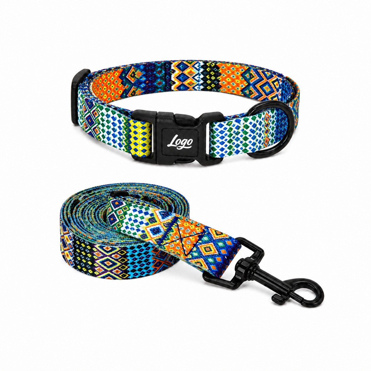 Printed Adjustable Pet Collar And Leash Set