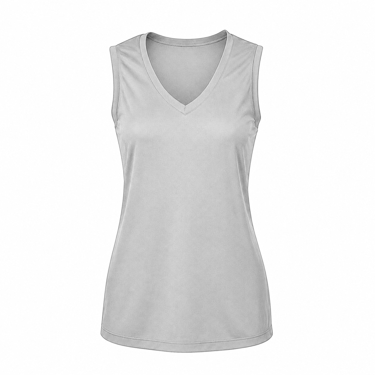 Ladies Polyester V Neck Tank Top — Silver