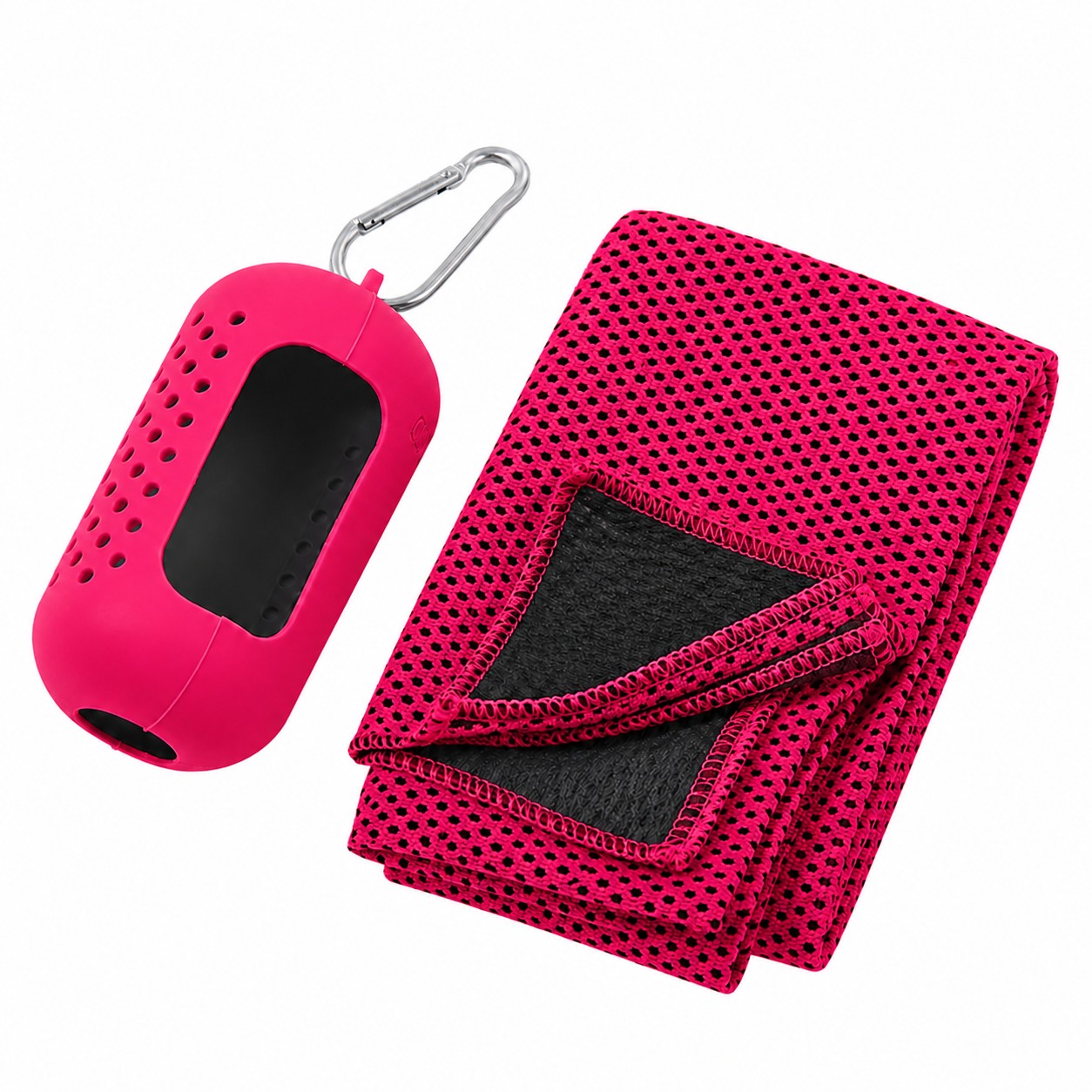 Cooling Towel Set With Silicone Case — Rose Red