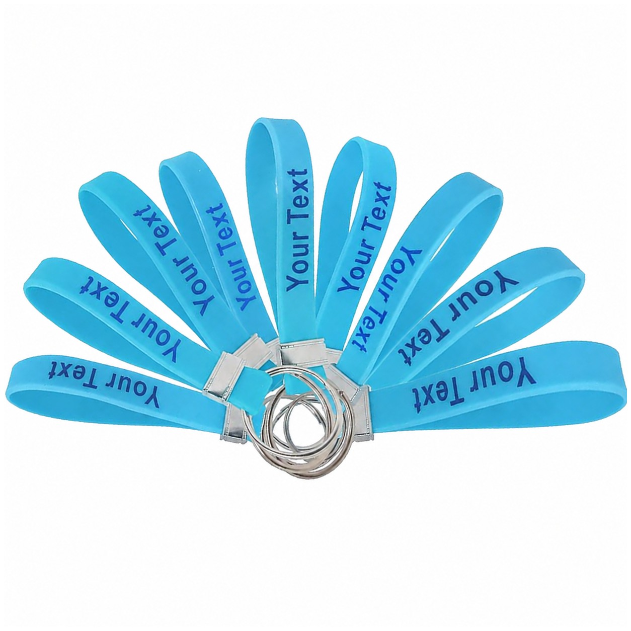 Silicone Loop Keychain Wristband — Cyan Blue