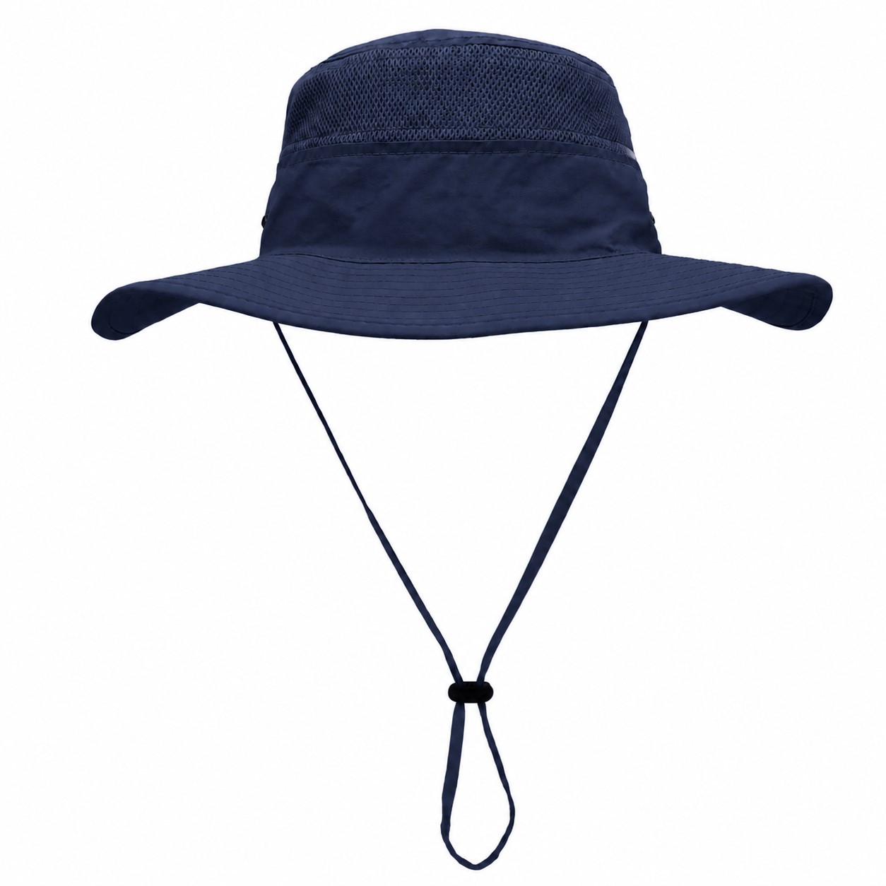 Polyester Wide Brim Safari Hat — Navy Blue