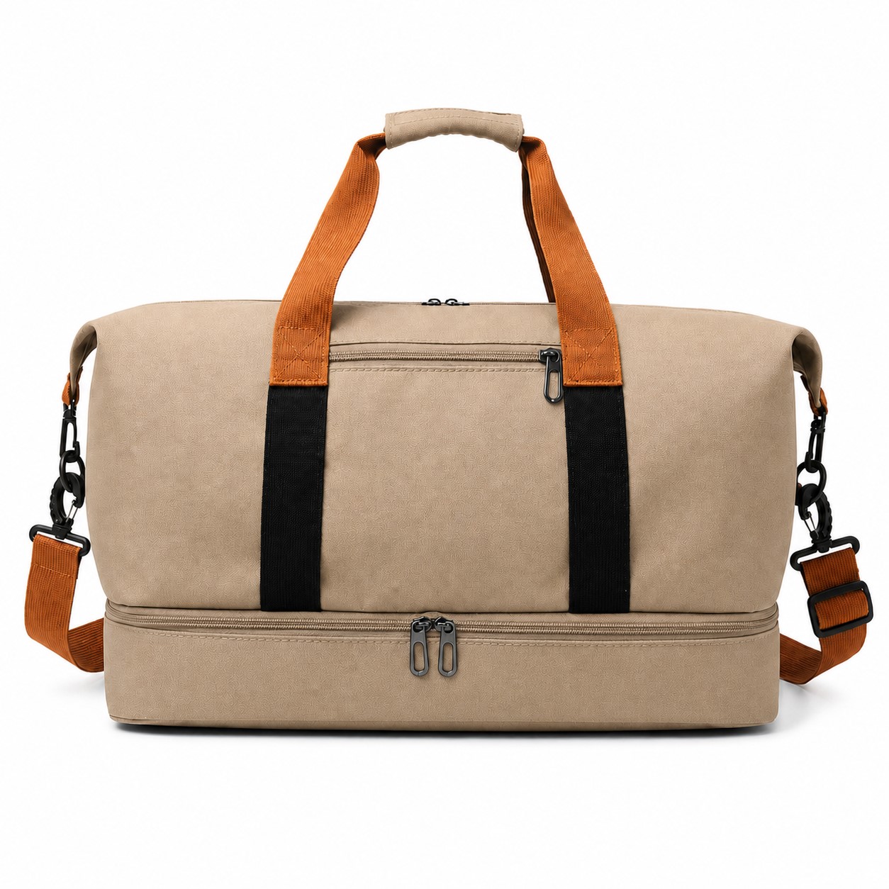 18.1-Inch Shoe Compartment Duffel Bag — Tan Beige