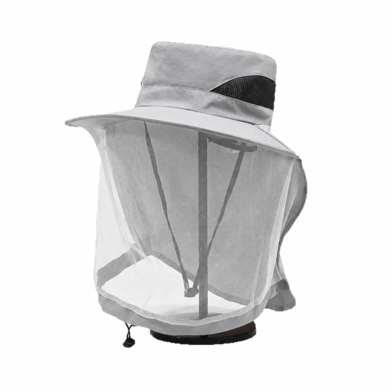 Polyester Mesh Shield Bucket Hat — Light Gray