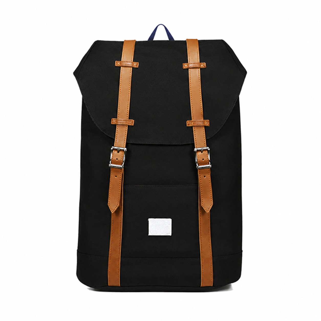 Nylon Flap Laptop Backpack — Black