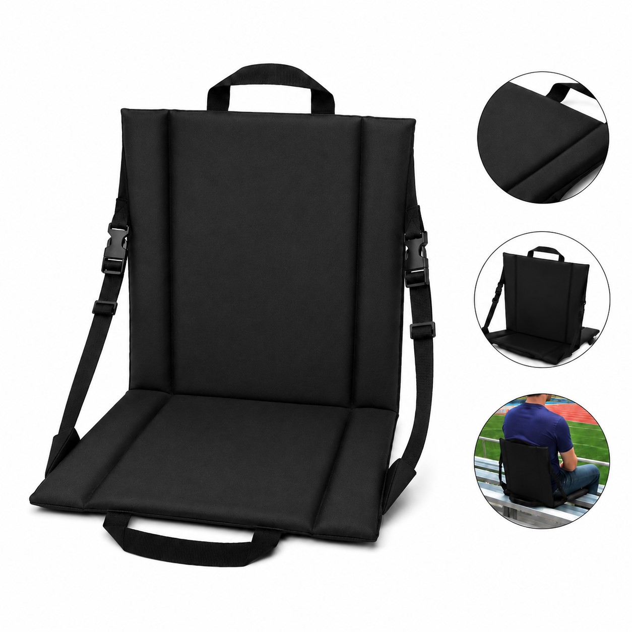 Polyester Folding Stadium Seat With Backrest