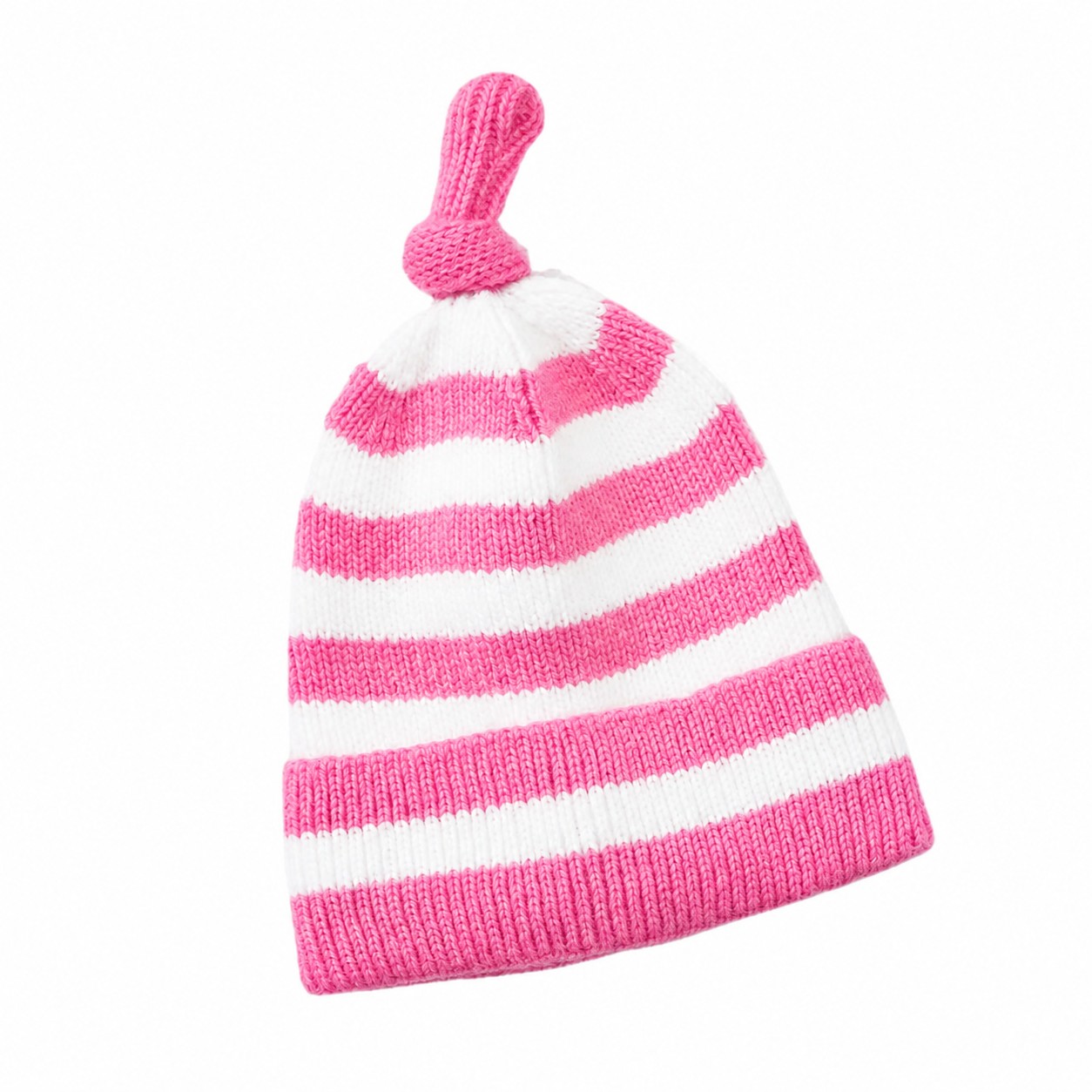 Polyester Striped Kids Knot Beanie — Pink