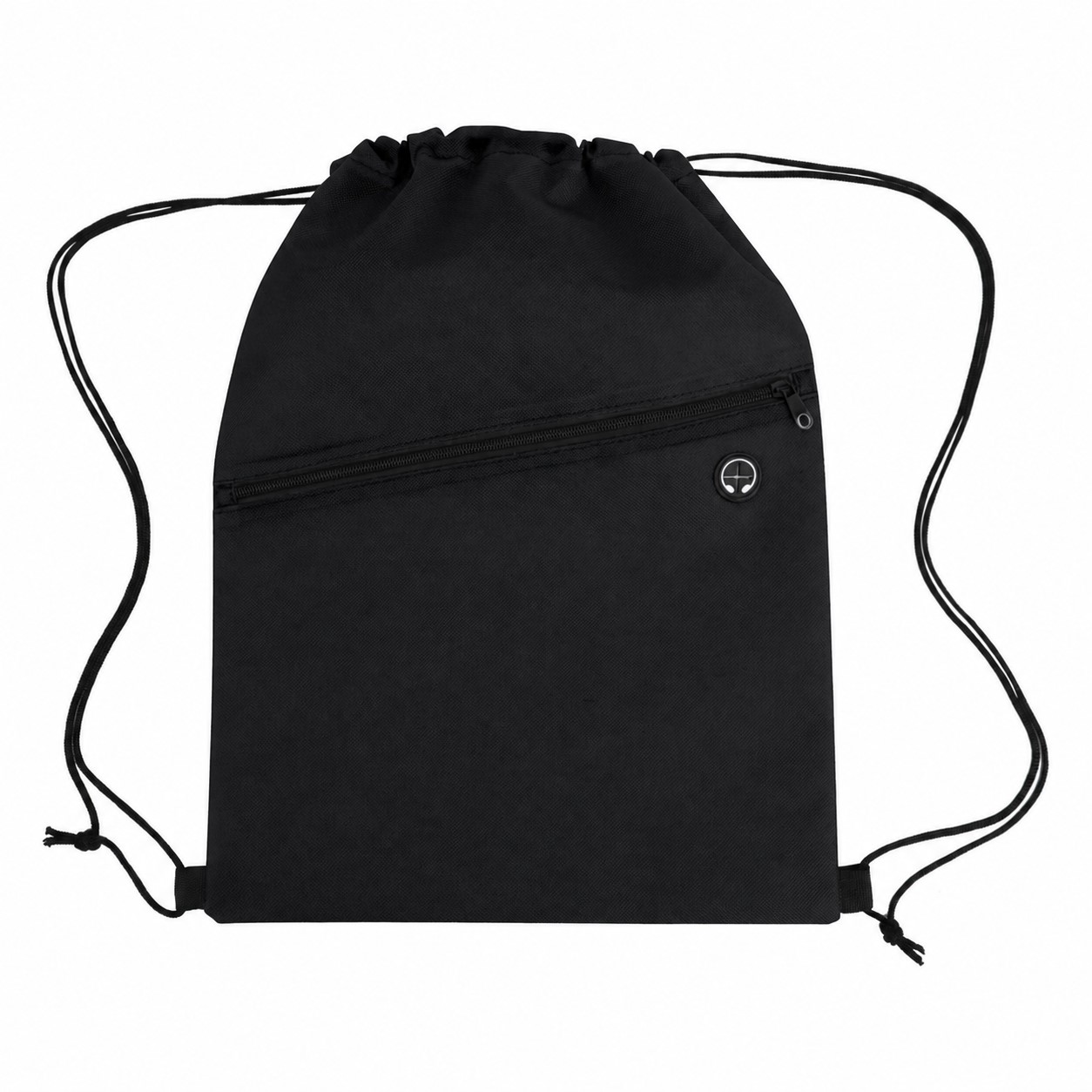 Zippered Storage Drawstring Bag — Black