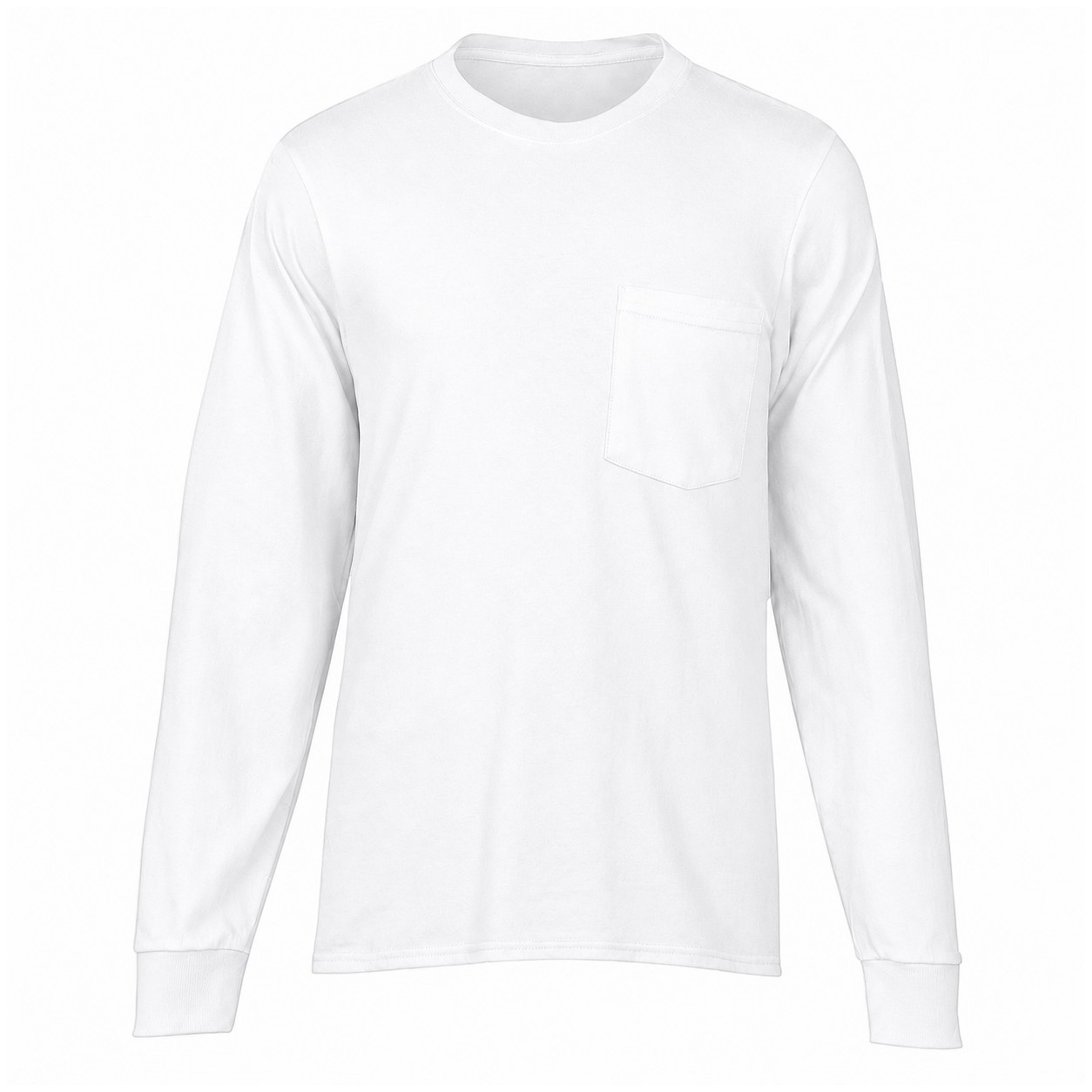 Cotton Pocket Long Sleeve Shirt — White