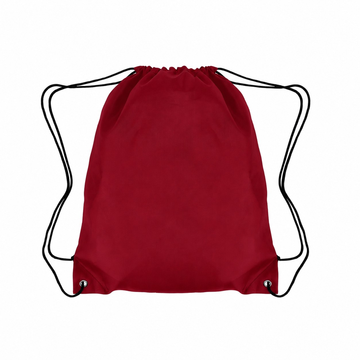 210D Polyester Grommet Detail Drawstring Bag — Burgundy Red