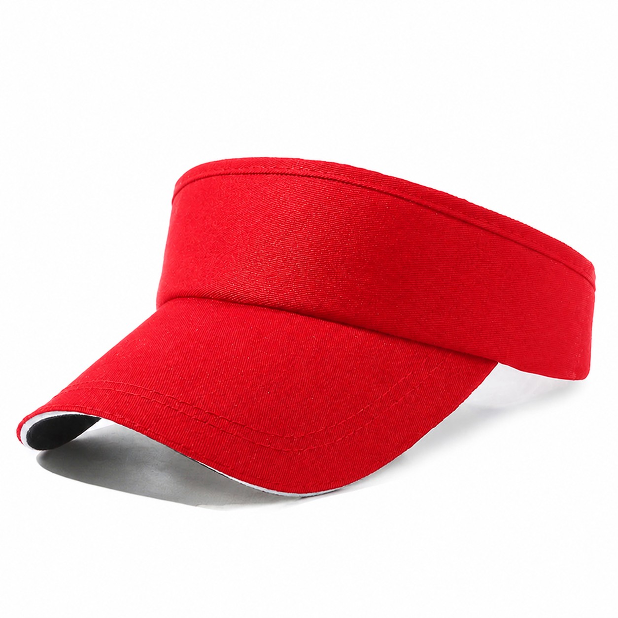 Open Crown Sports Visor Hat — Red