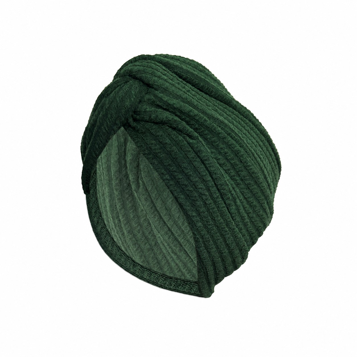 Ribbed Polyester Turban Headwrap — Dark Green