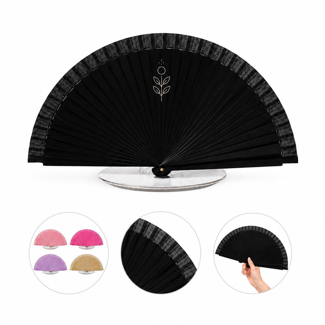 Plain Lotus Wood Folding Hand Fan