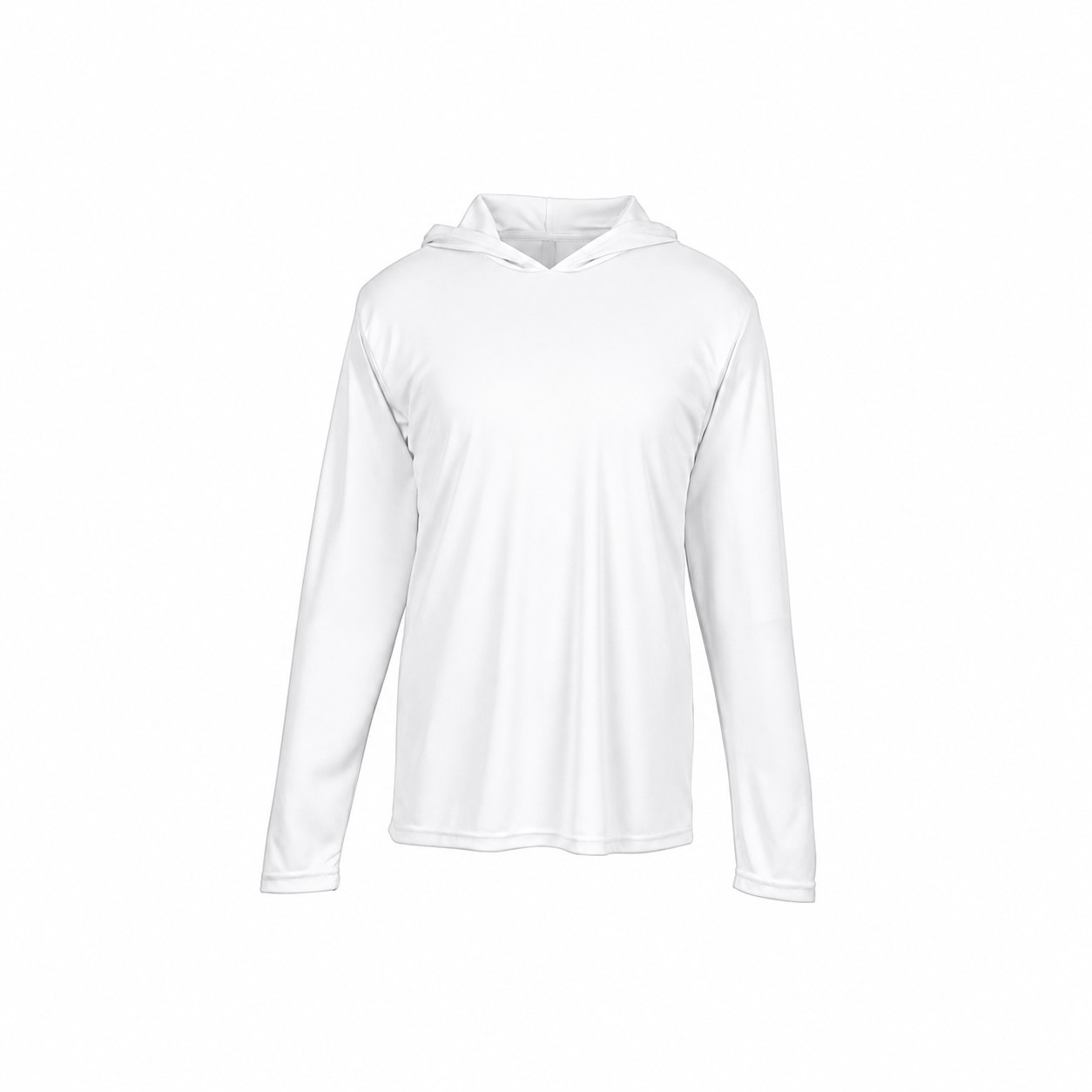 Lightweight Polyester Long Sleeve Hooded Team Shirt — White