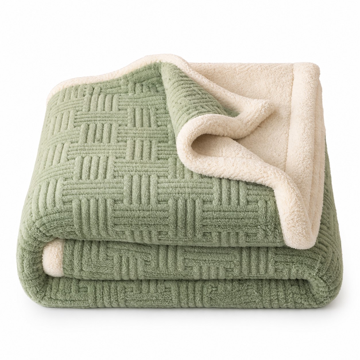Textured Double Layer Fleece Throw Blanket — view 2