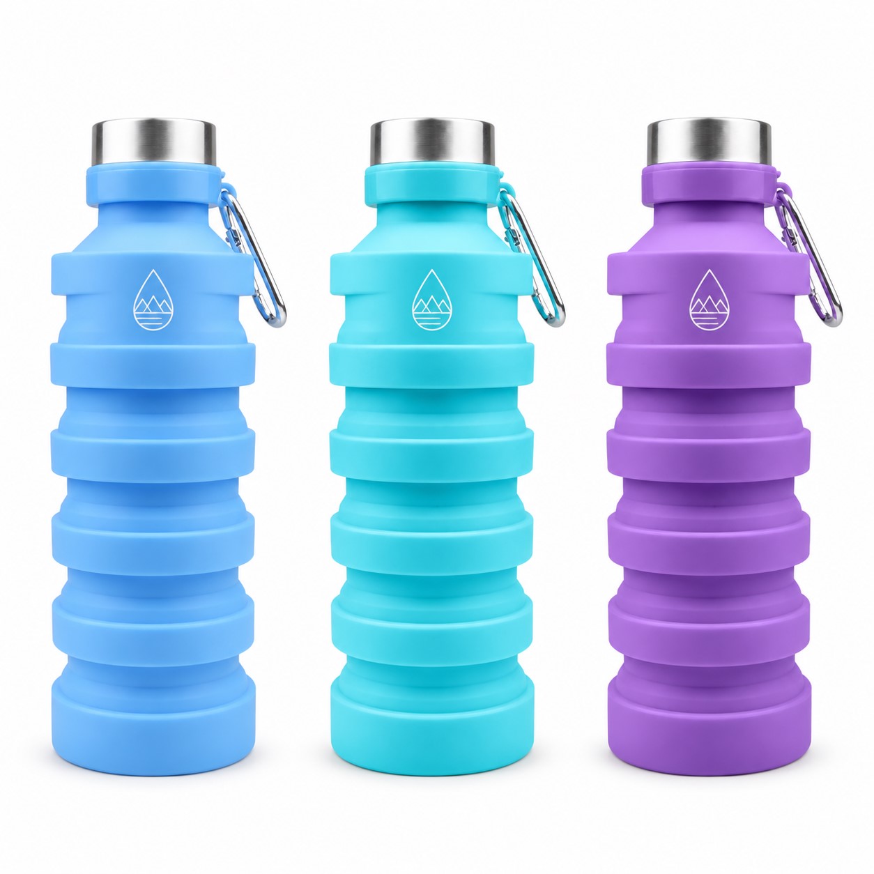 Silicone Collapsible Water Bottle With Carabiner