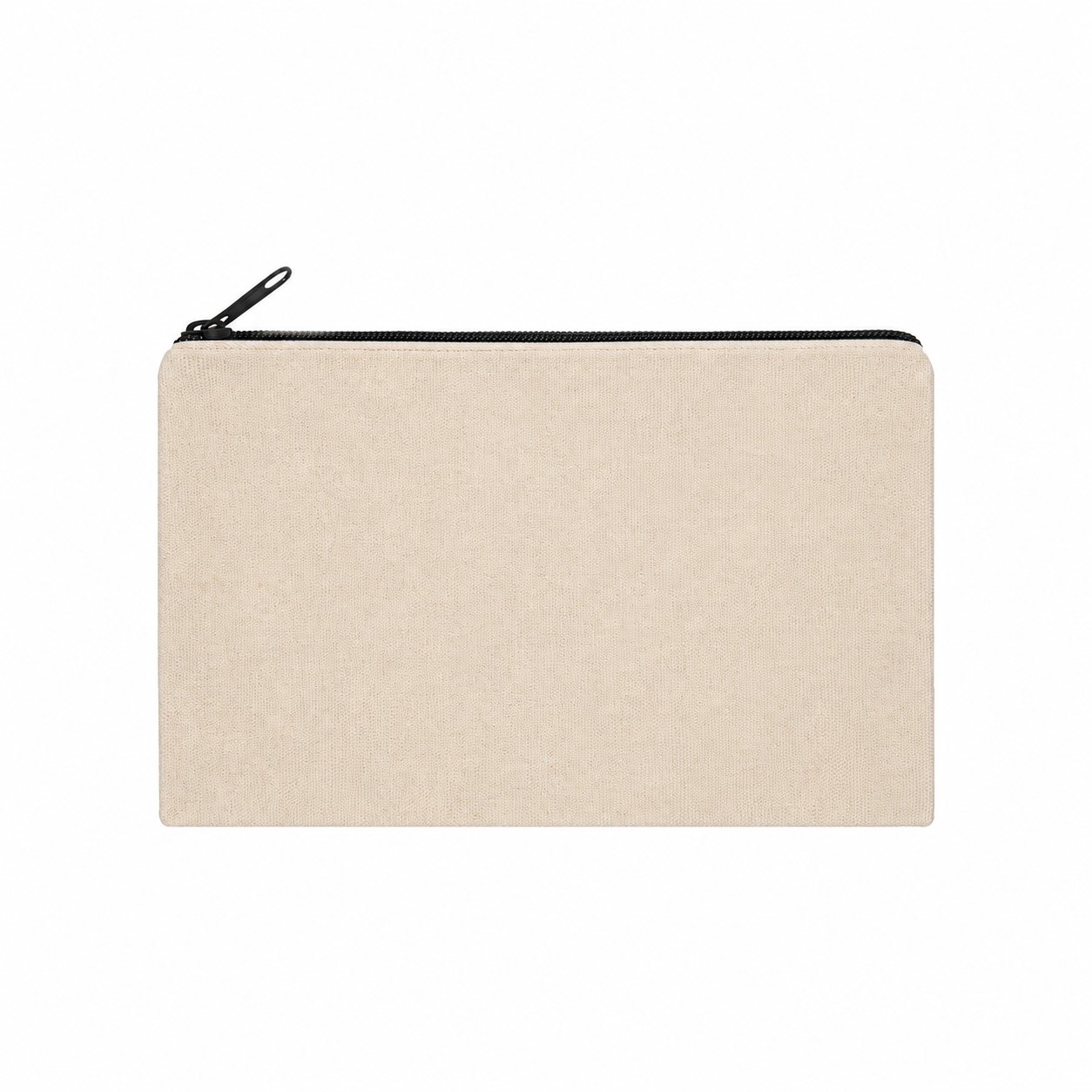 8.5-Inch Zippered Canvas Makeup Bag — Natural Beige