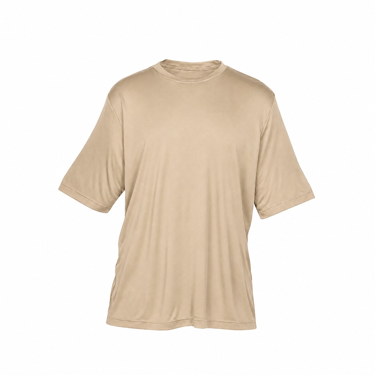 Polyester Crewneck Performance Tee — Beige