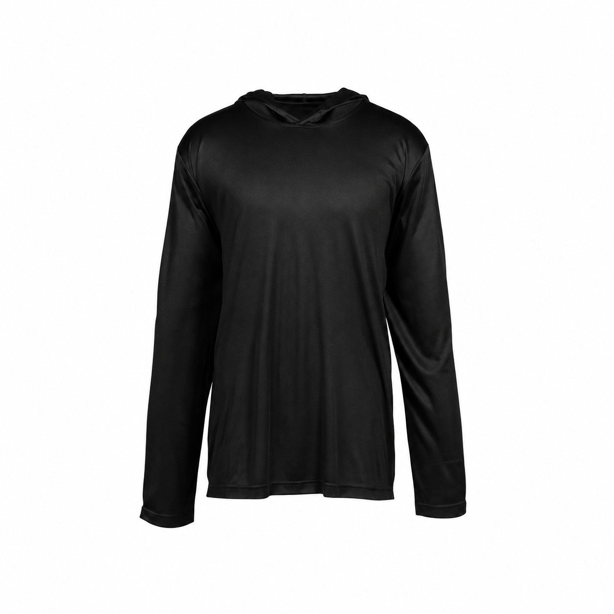 Hooded Polyester Performance Tee — Black