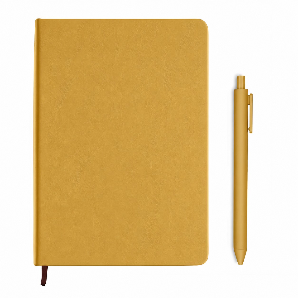 A5 PU Hardcover Notebook Pen Set — Brass Gold