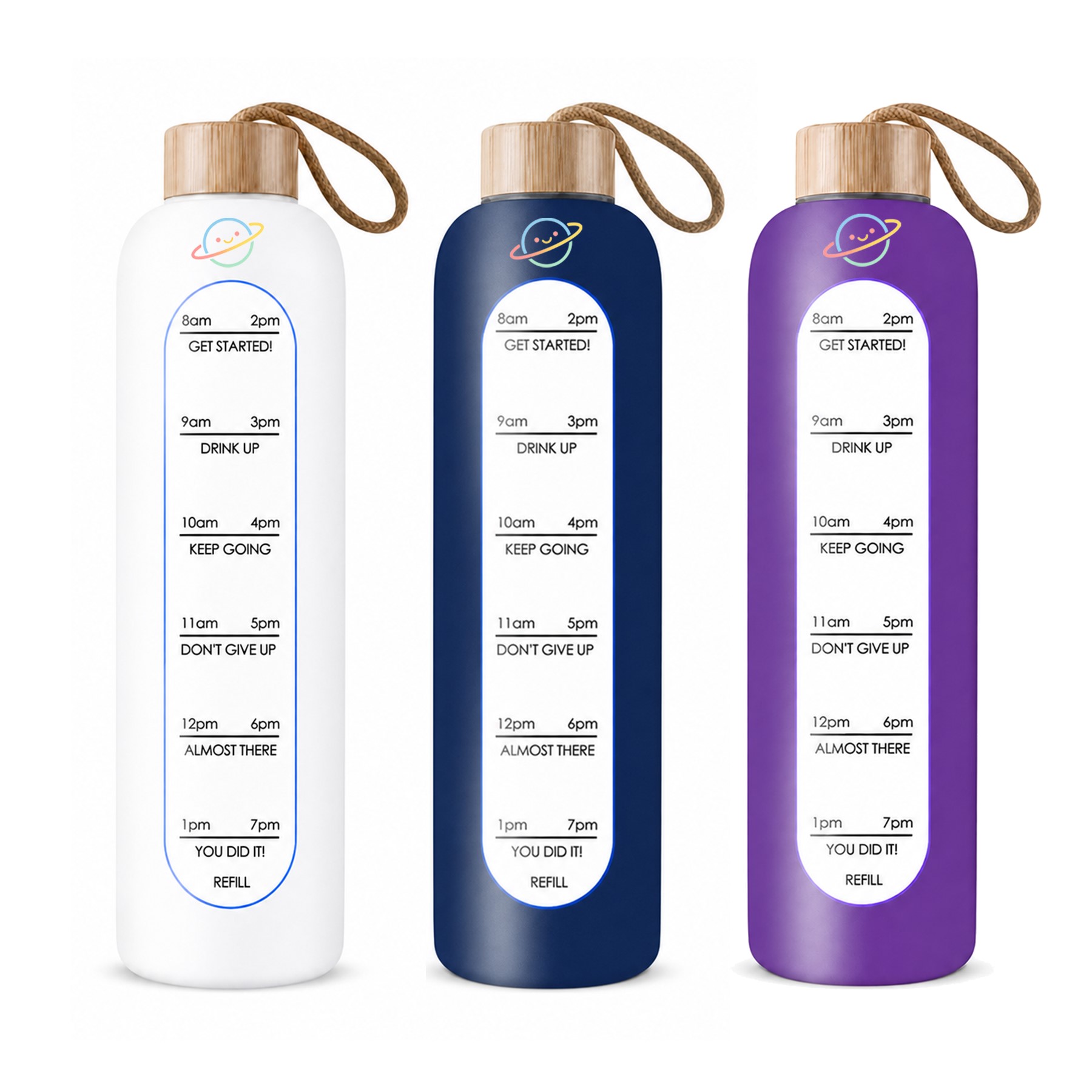 Time Marker Glass Bottle With Silicone Sleeve
