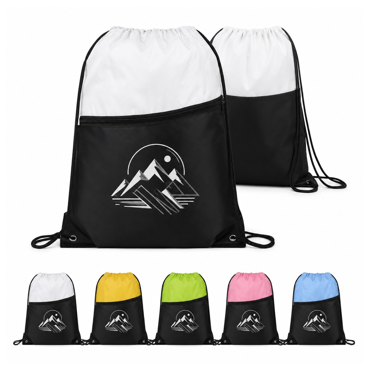 Two-Tone Zipper Drawstring Backpack