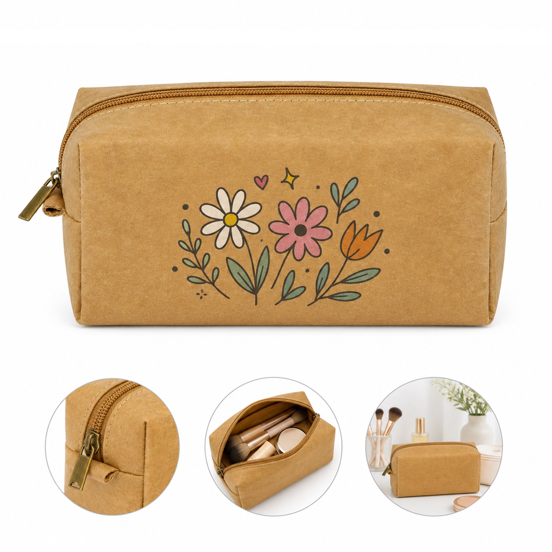Washable Kraft Paper Cosmetic Pouch