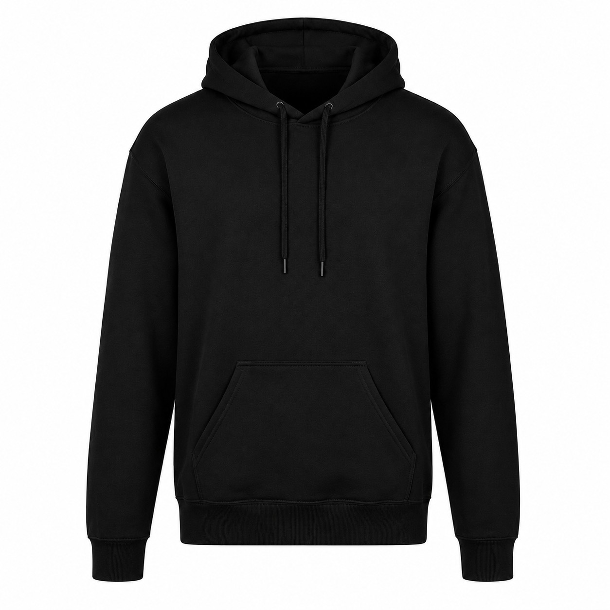 Cotton Polyester Fleece Pullover Hoodie — Black