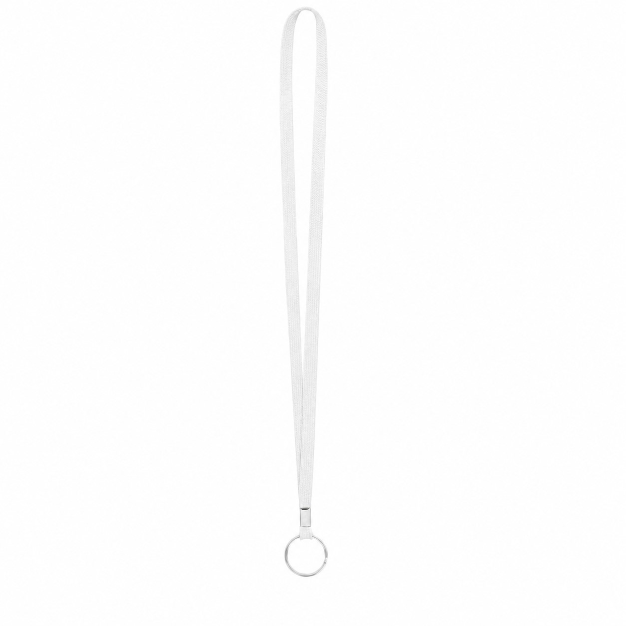 Tubular Polyester Ring Lanyard — White