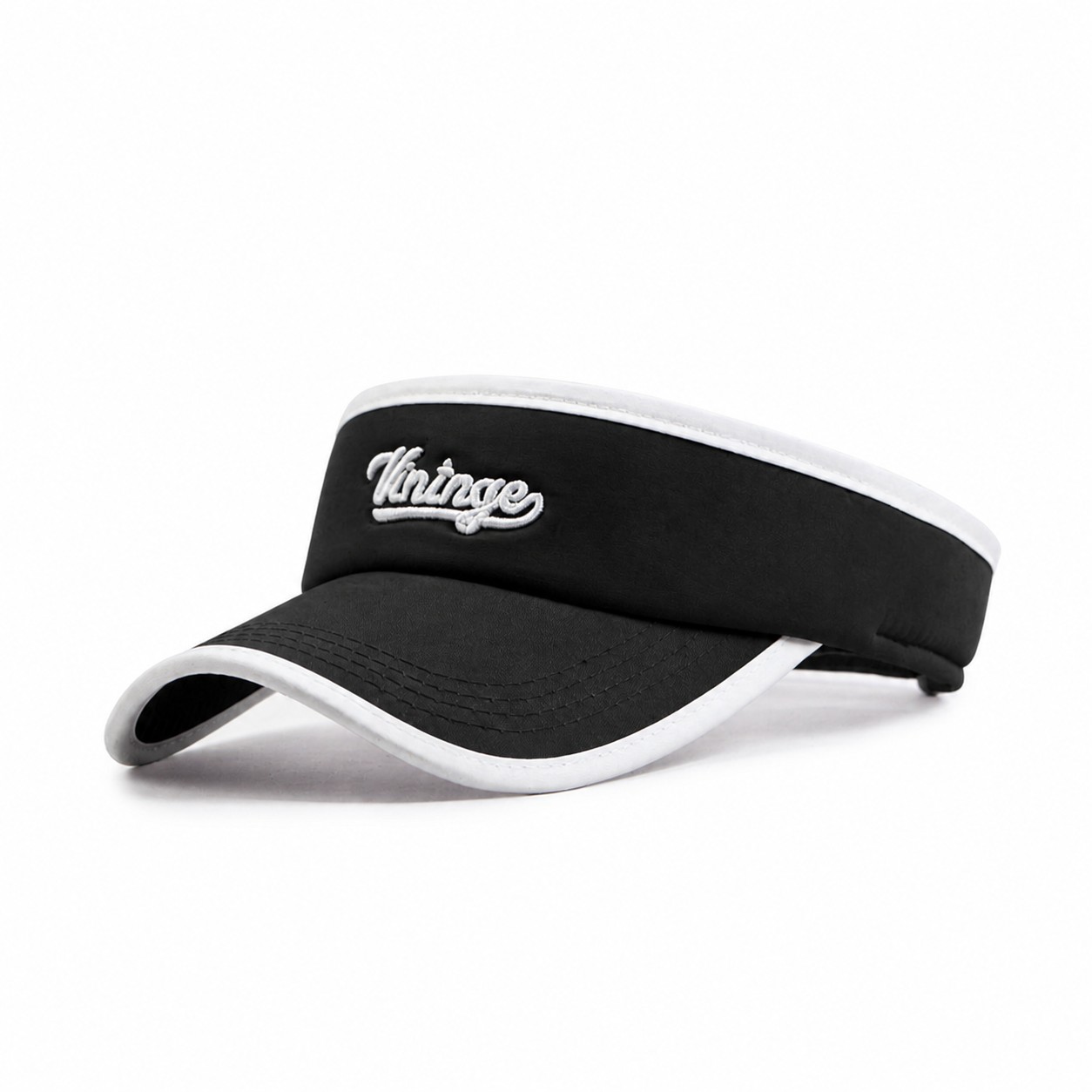 Polyester Curved Bill Visor Hat — Black