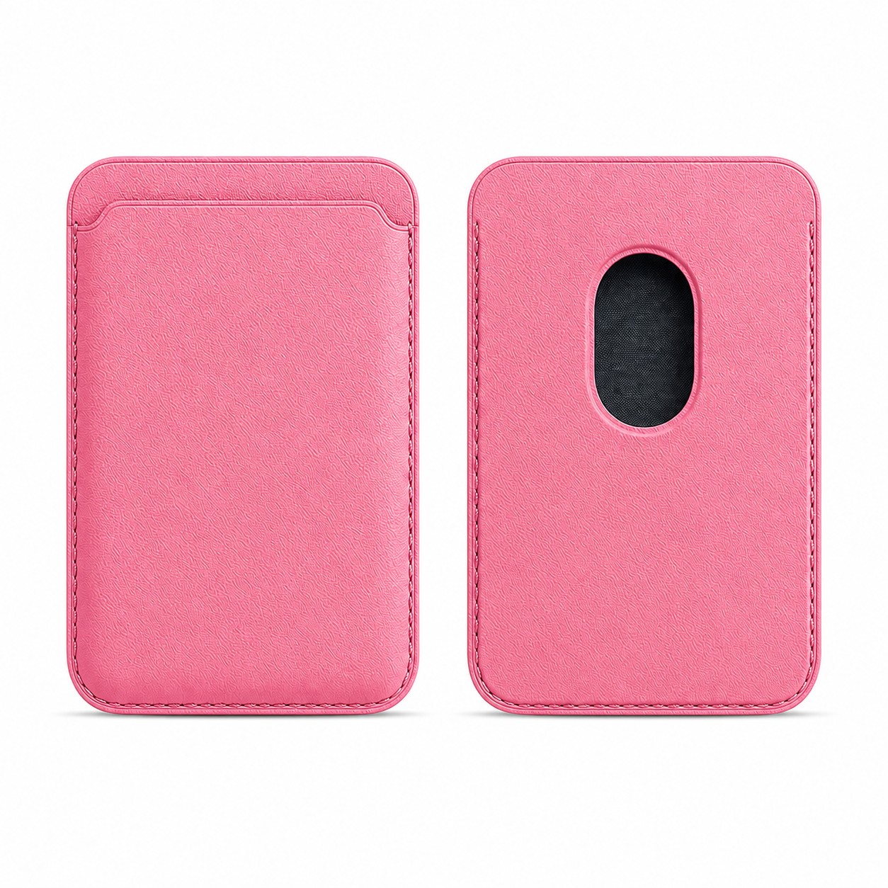 Magnetic Leather Phone Card Wallet — Pink