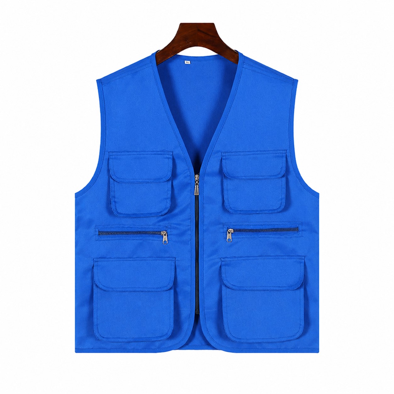Zippered Multi Pocket Outdoor Vest — Blue