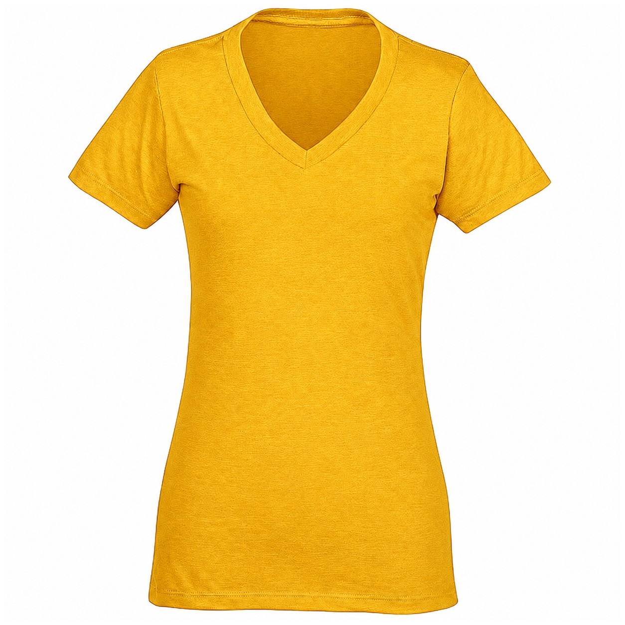 Ladies Cotton Polyester Blend V Neck Tee — Gold