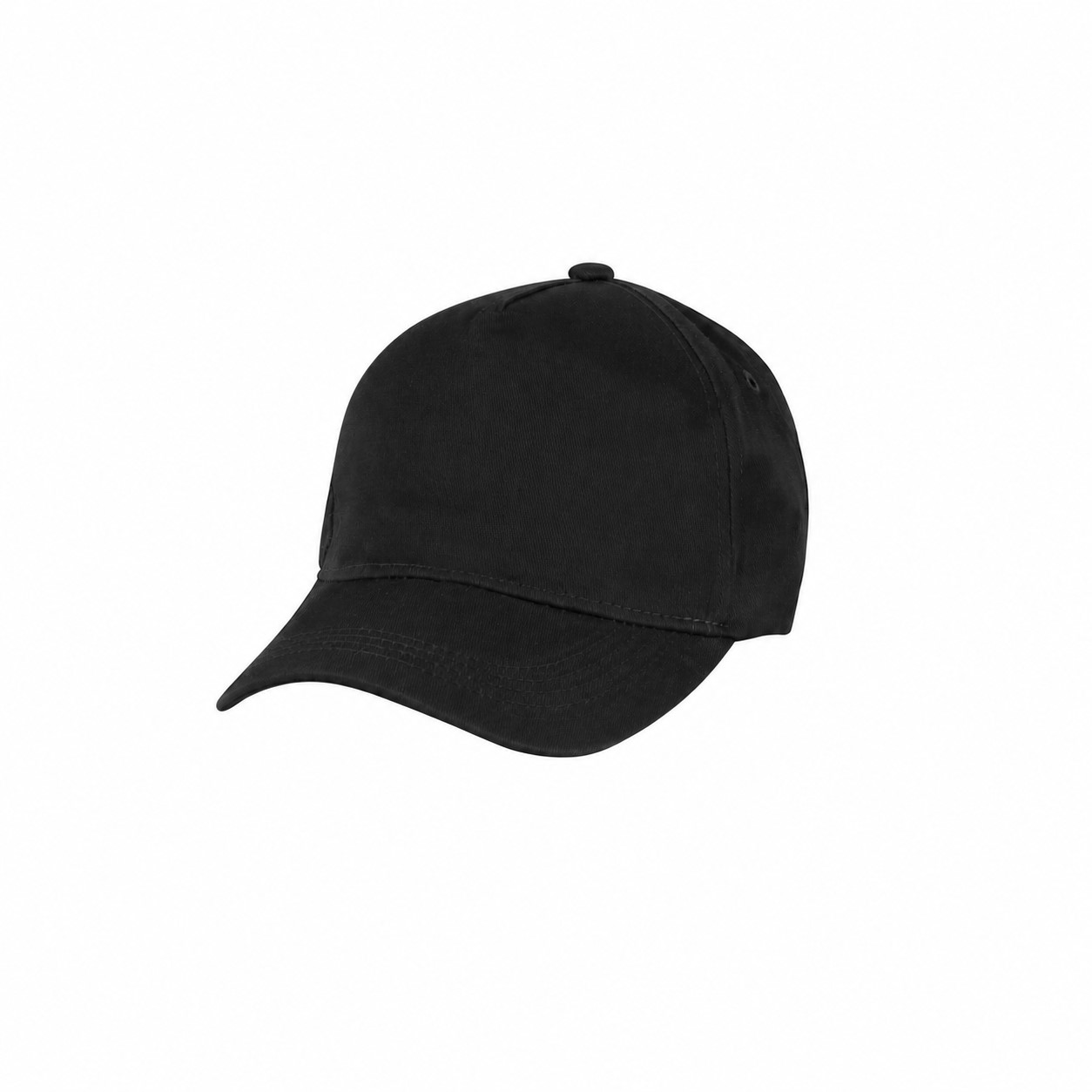 Five Panel Cotton Polyester Cap — Black