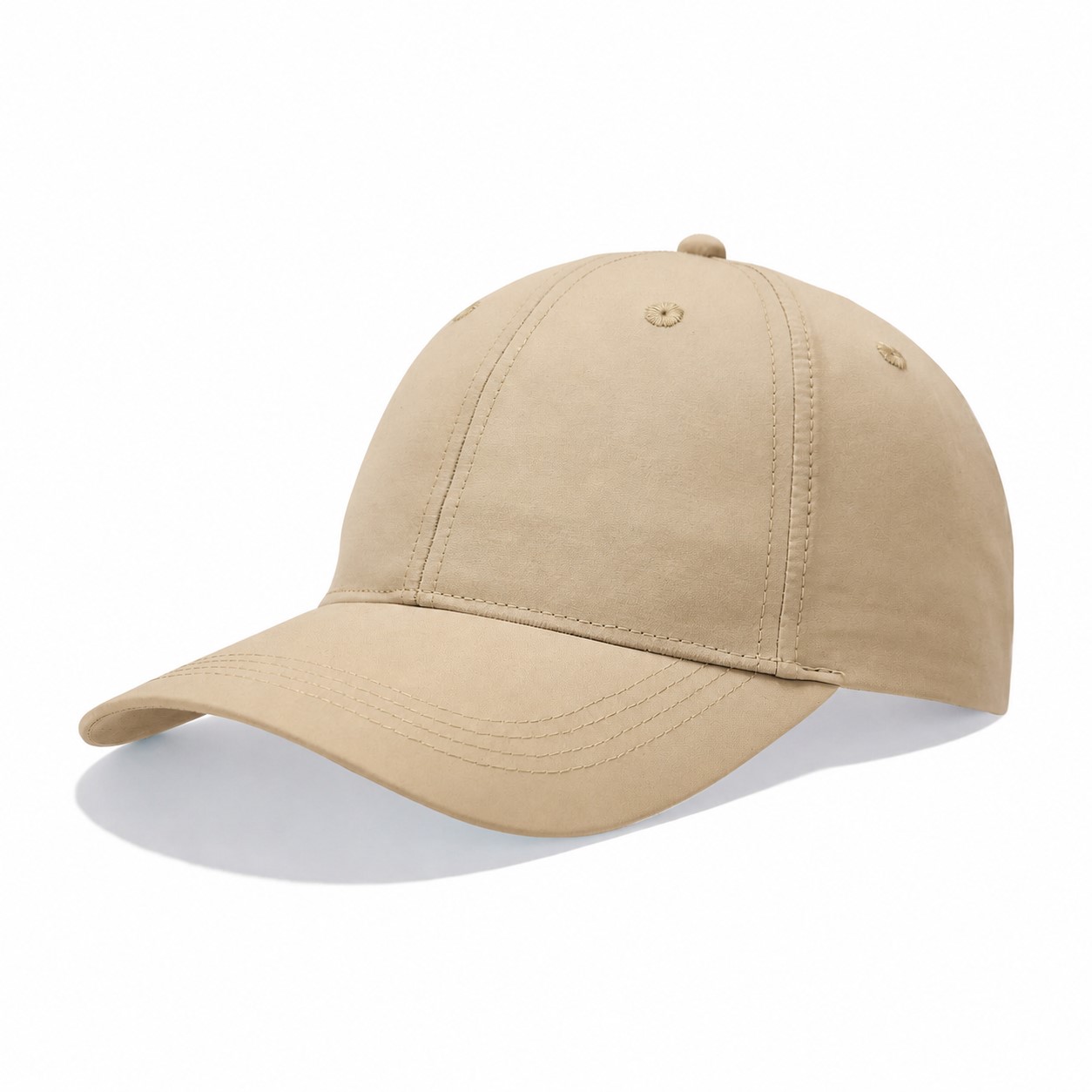 Six-Panel Quick-Dry Polyester Cap — Khaki Beige