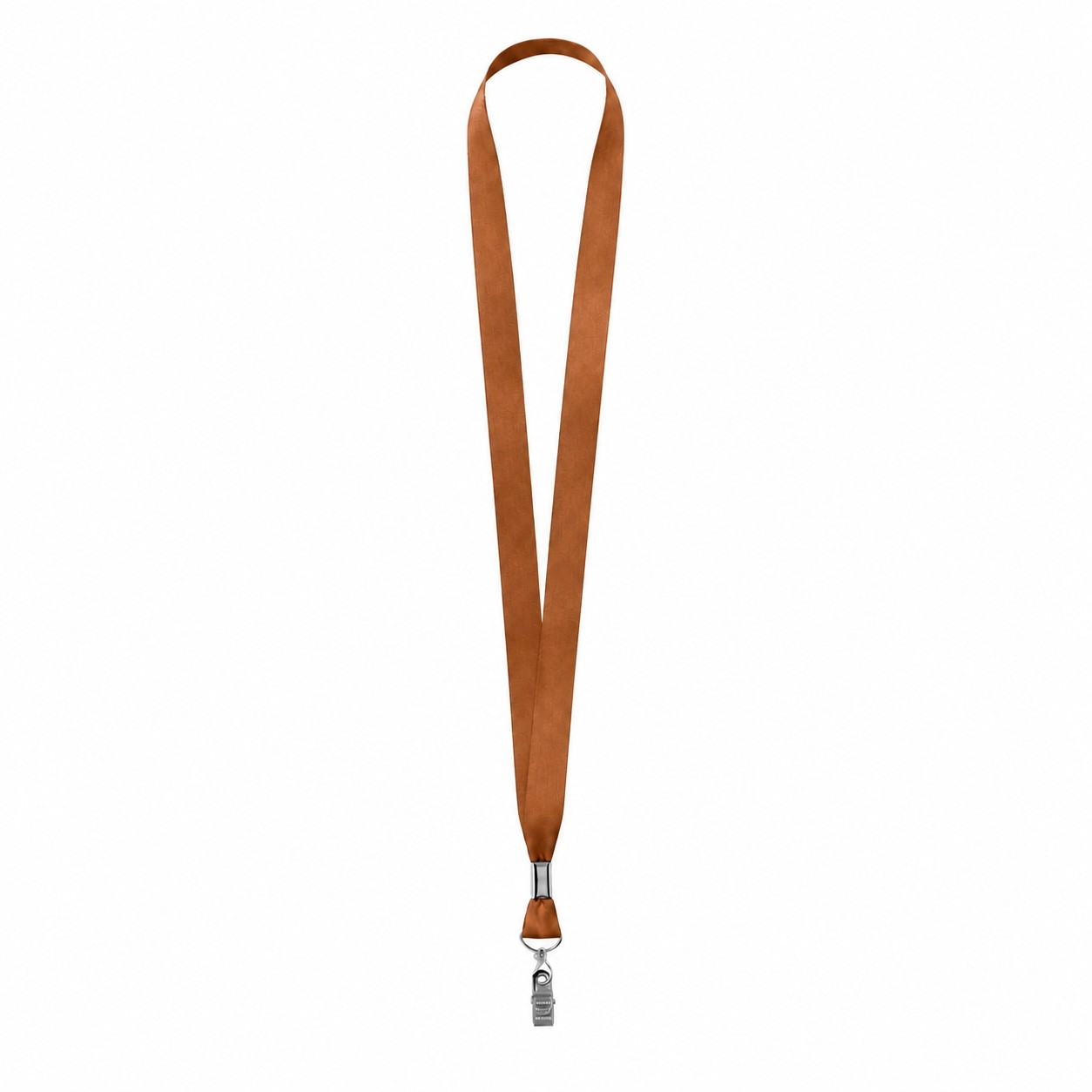 Polyester Lanyard With Bulldog Clip — Copper Brown