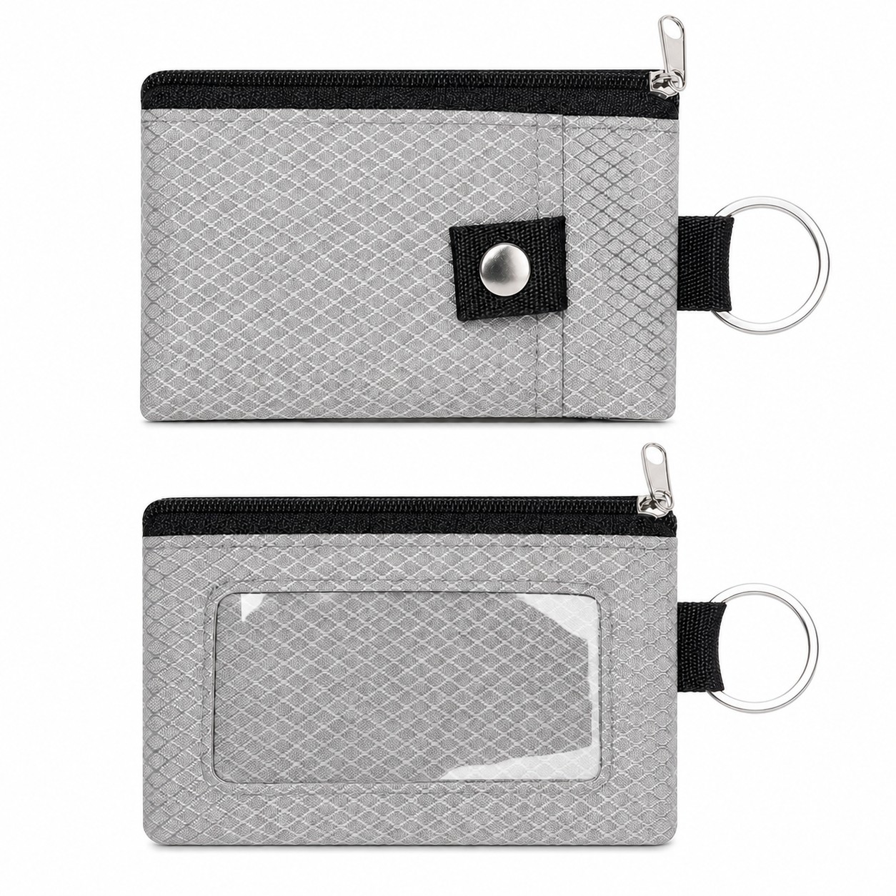 RFID Blocking PU Wallet With Key Ring — Light Gray