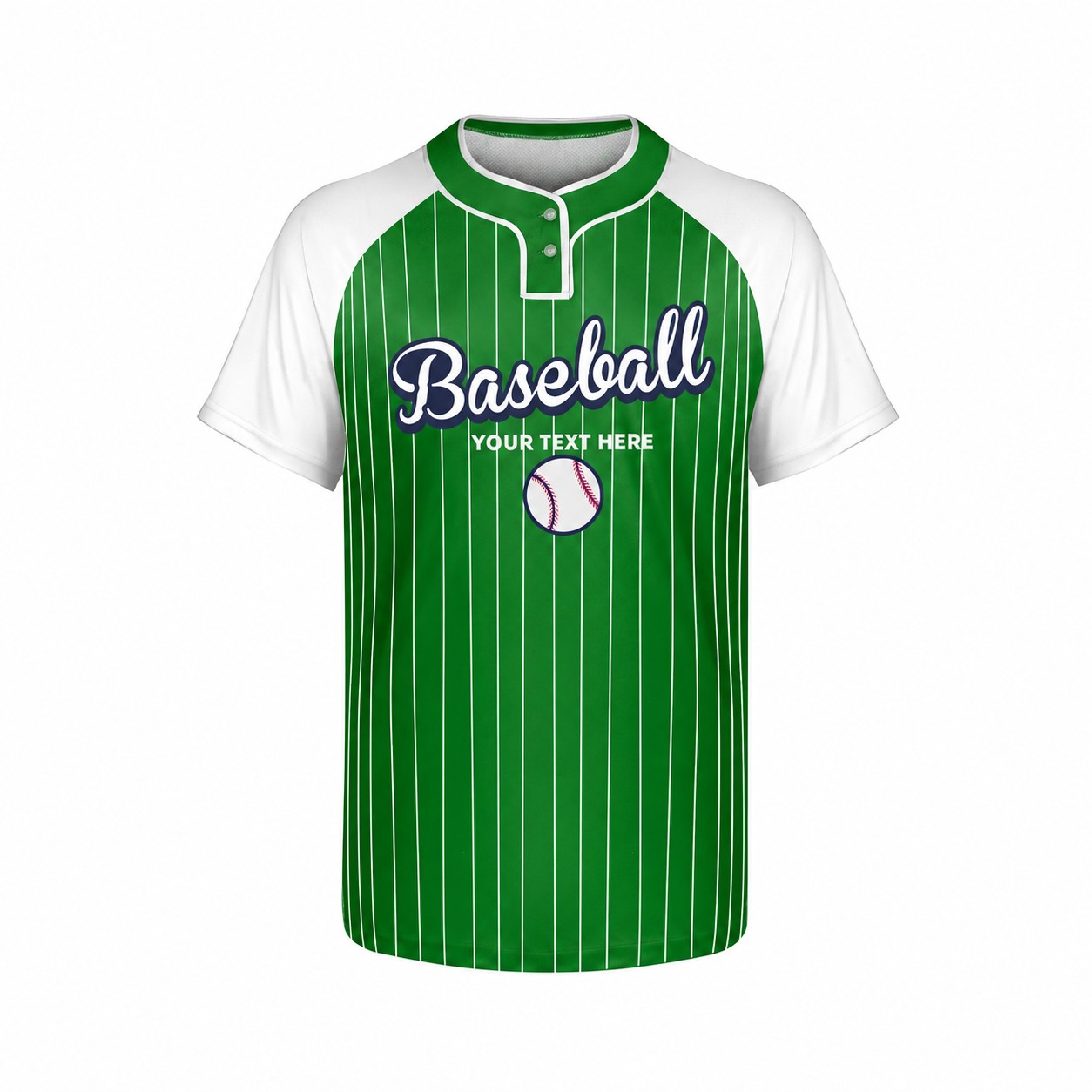 Two-Button Polyester Baseball Jersey — Green