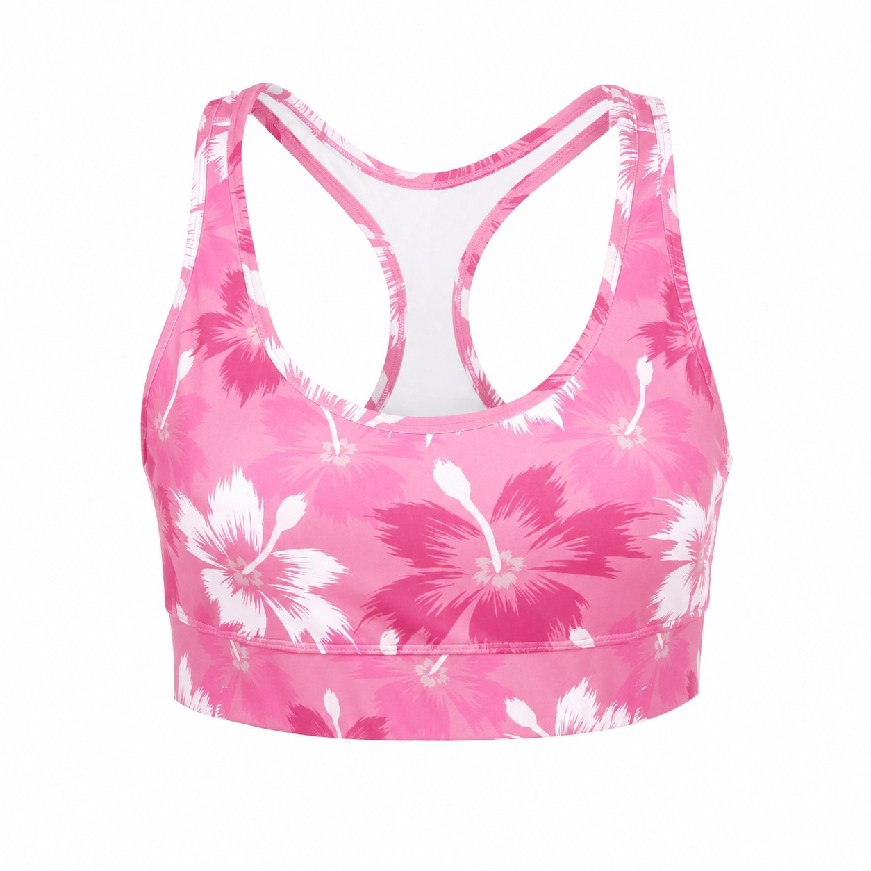 Polyester-Spandex Padded Racerback Sports Bra — Pink