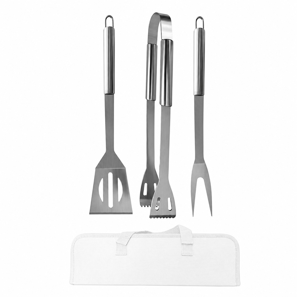 Three Piece Stainless Grill Set — White