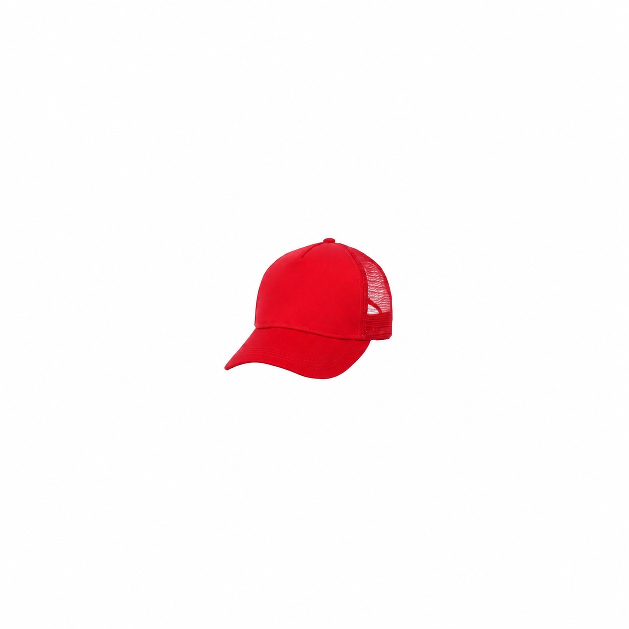 Structured Five Panel Trucker Cap — Red