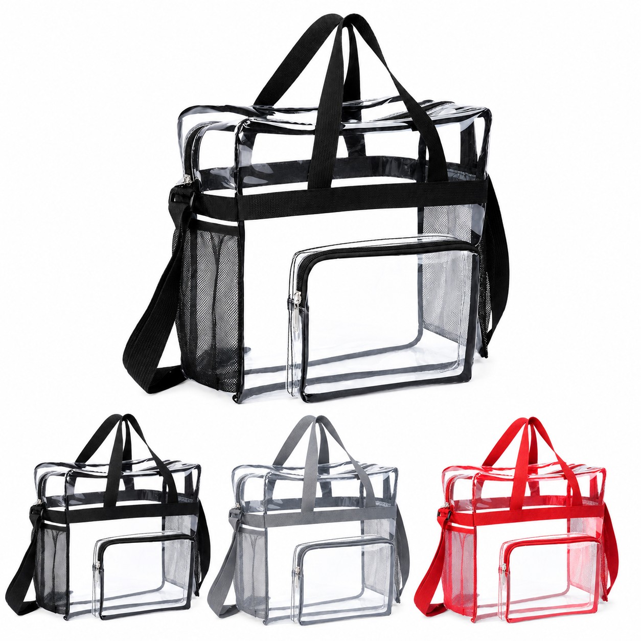 Clear PVC Crossbody Tote With Zipper
