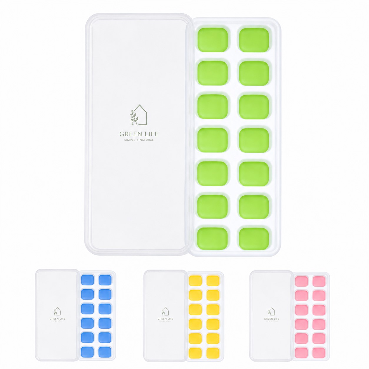 Lidded Fourteen Compartment Silicone Ice Cube Tray