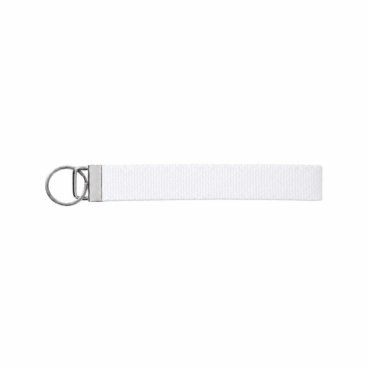 Polyester Wristband Key Holder — White/Silver